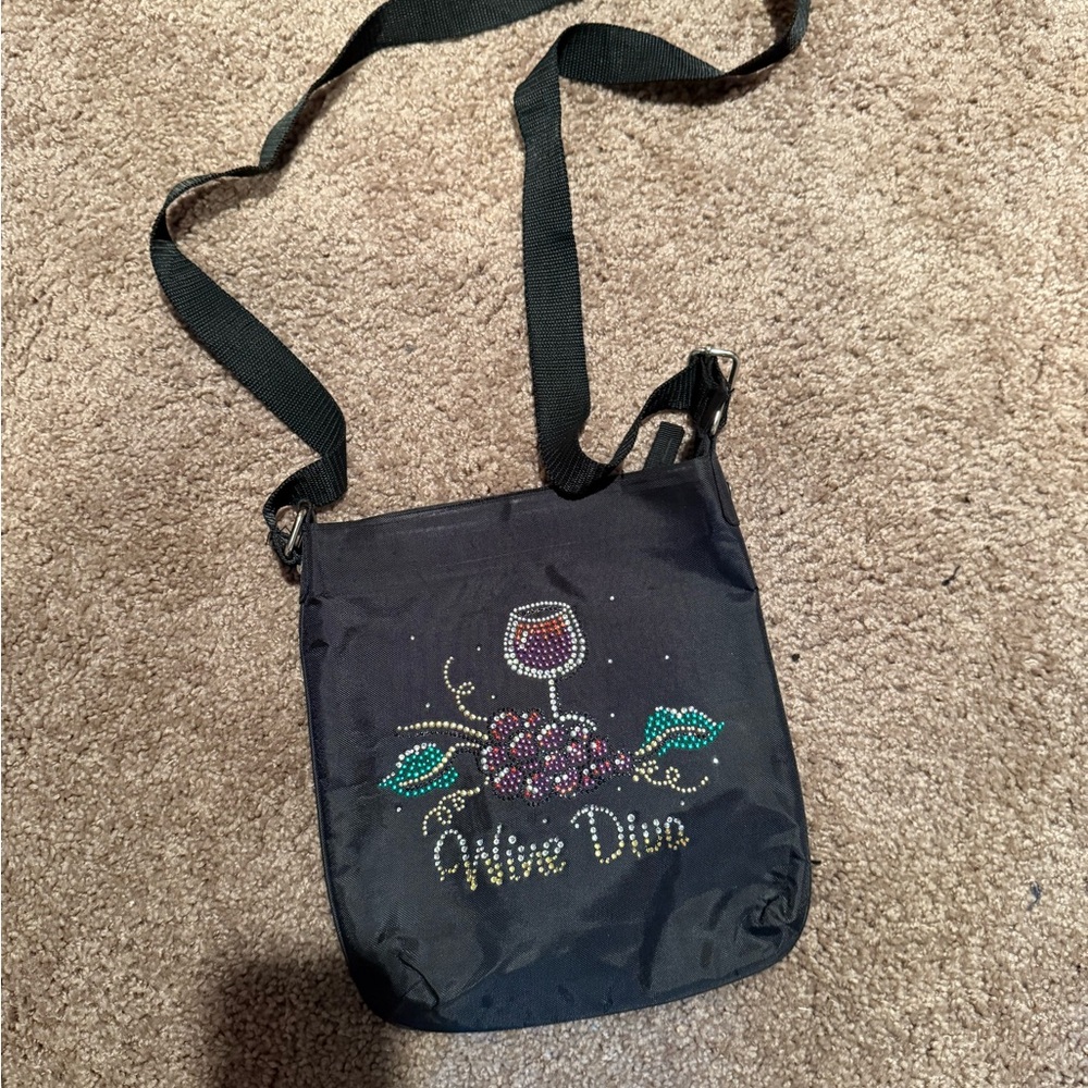 Wine Diva Black Crossbody Bag